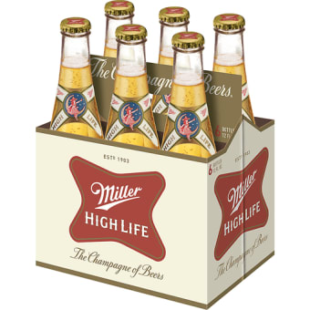 Miller High Life American Lager Beer 6pack bottle